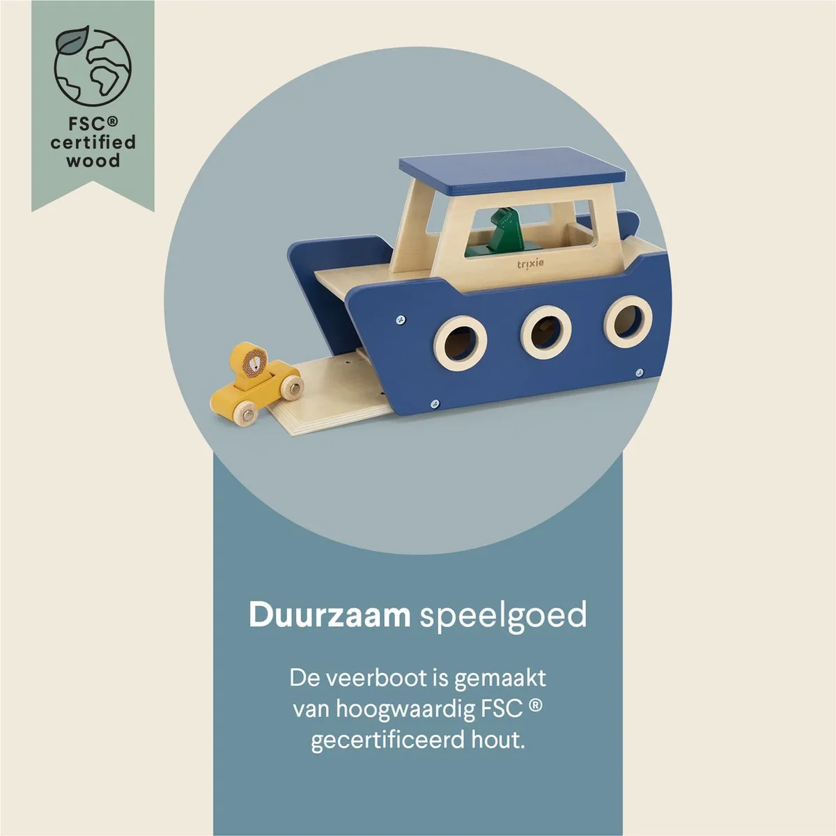 Trixie Houten Veerboot - Multi - 2 Auto's - FSC 5400858364968