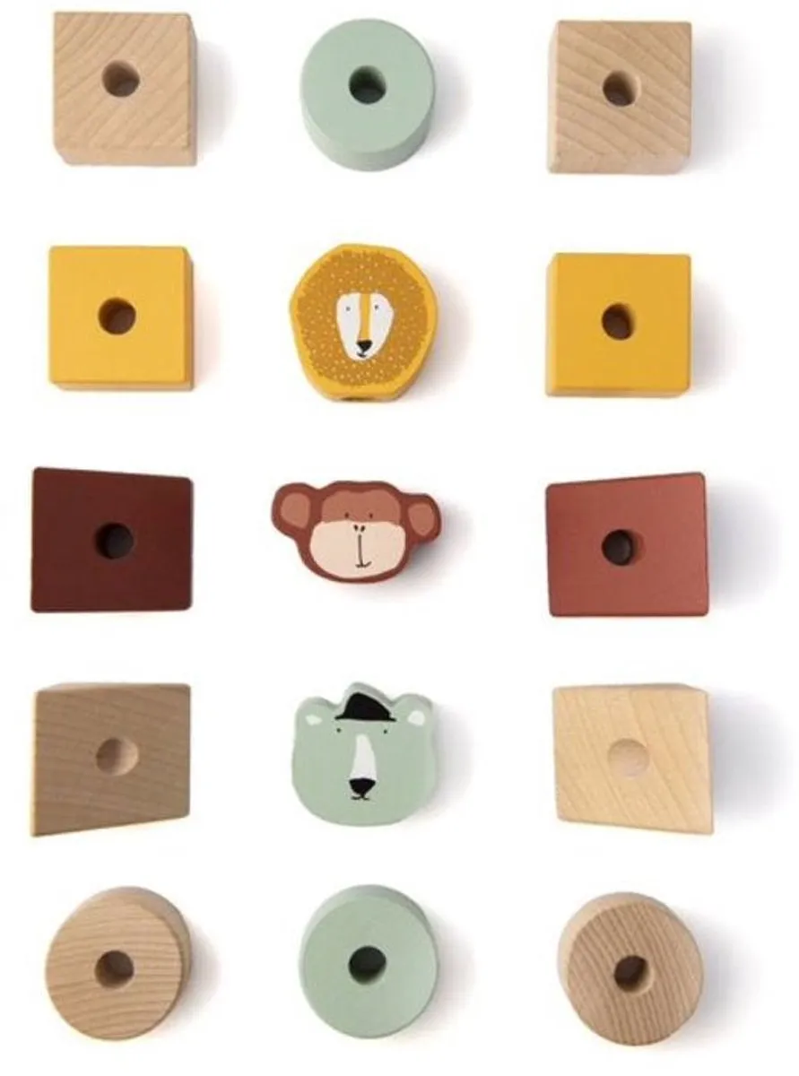 Trixie Stapeltoren 16 Stuks - Houten Stapelstenen Multi