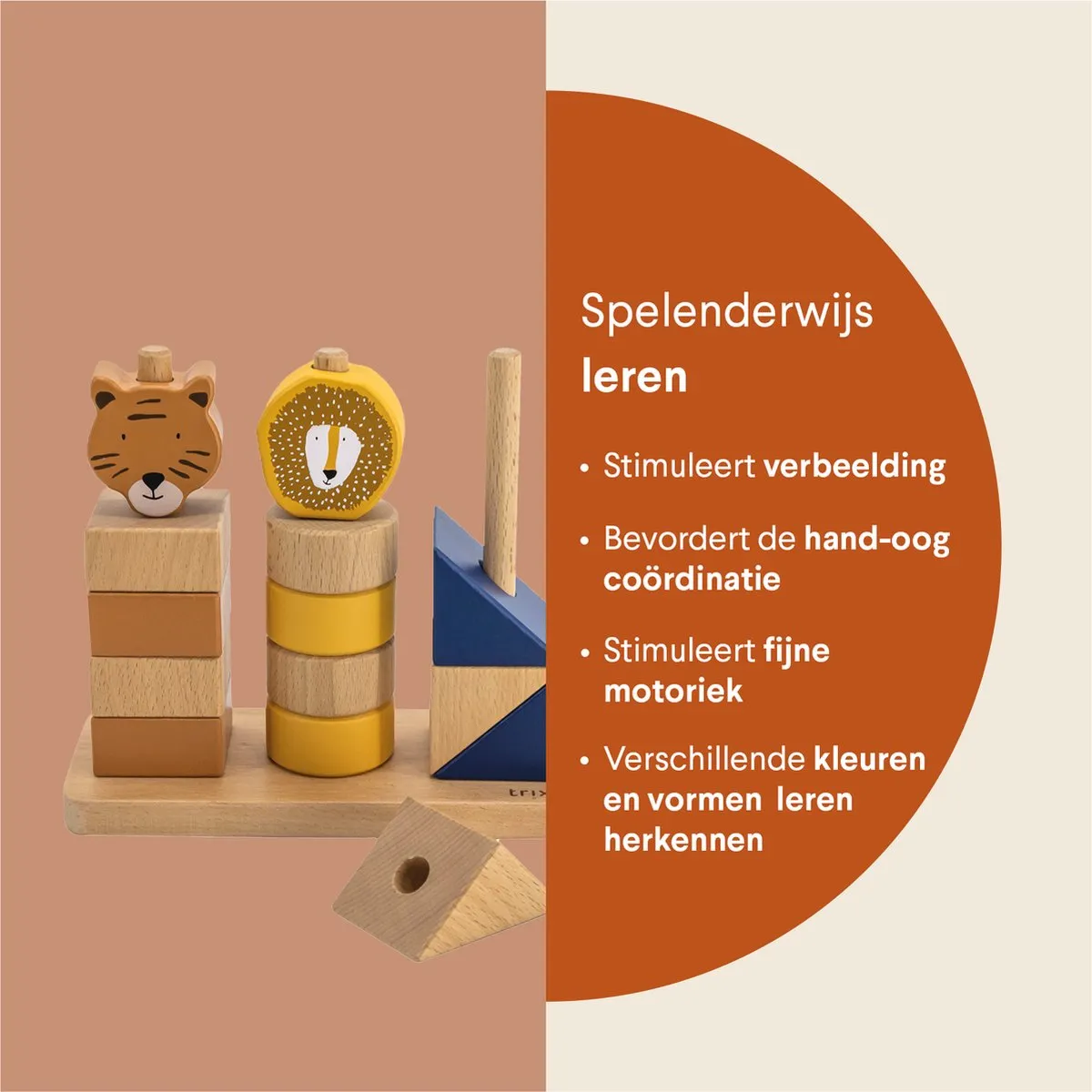 Trixie Stapeltoren 16 Stuks - Houten Stapelstenen Multi