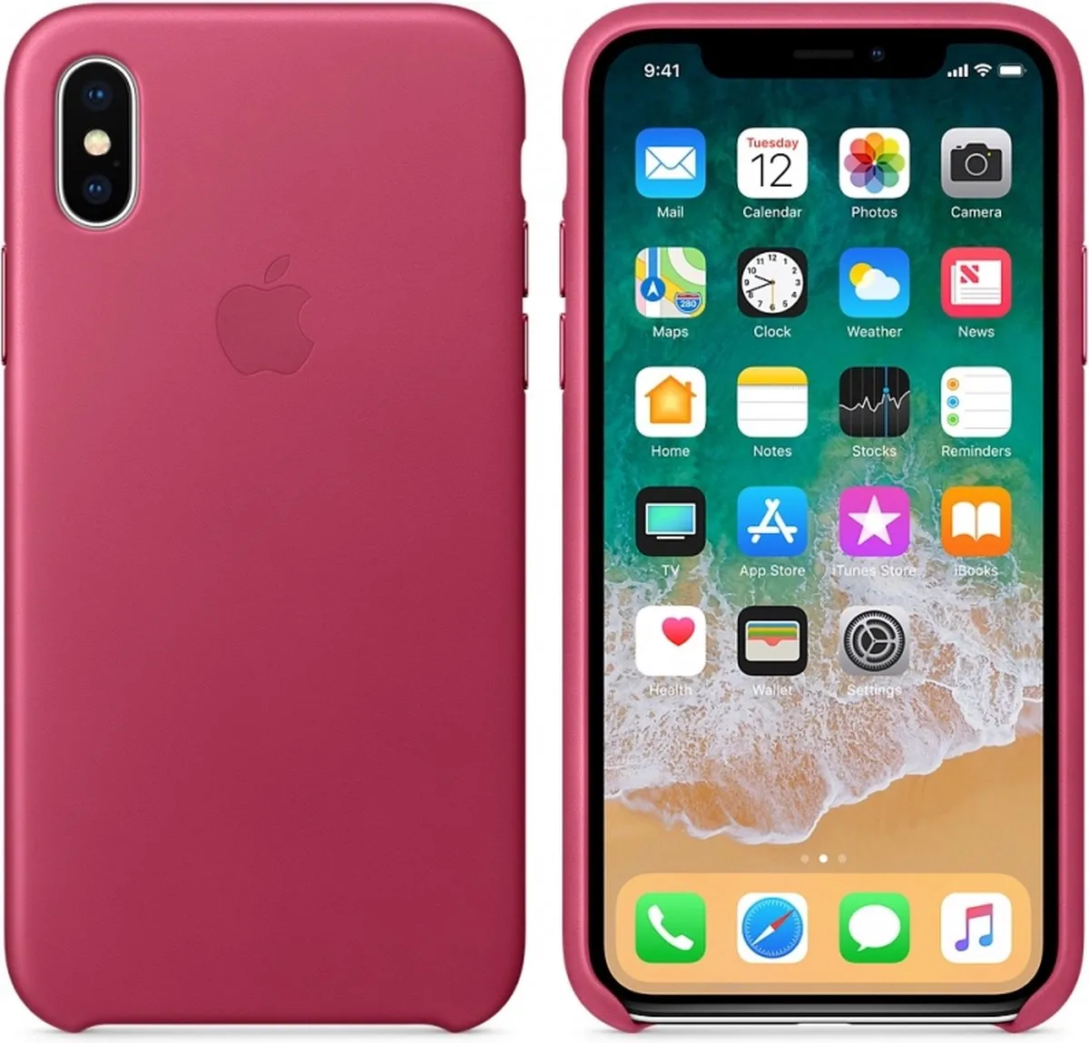 Apple Leren Hoesje iPhone X - Roze - MQTJ2ZM/A