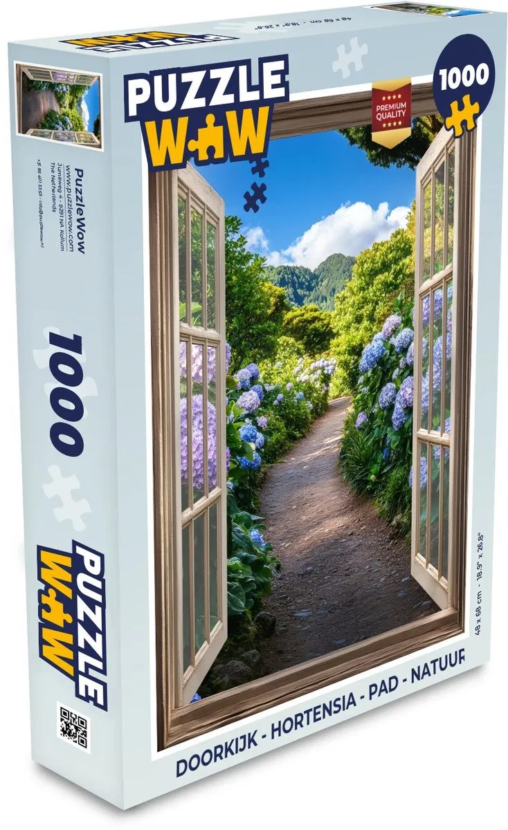 PuzzleWow Hortensia Pad Legpuzzel 1000 Stuks