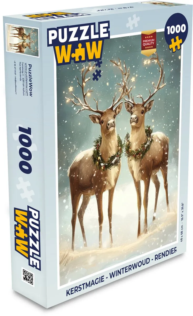 PuzzleWow Kerstmagie Winterwoud Rendier Puzzle 1000 Stuks