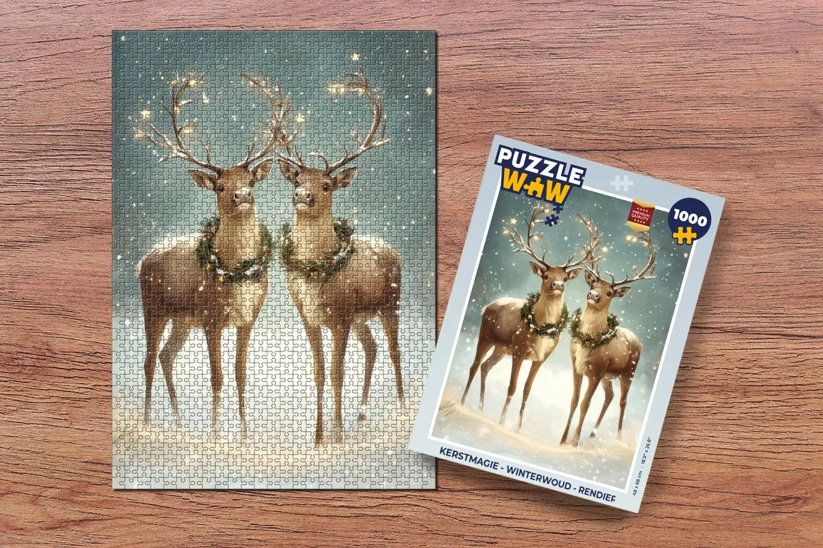 PuzzleWow Kerstmagie Winterwoud Rendier Puzzle 1000 Stuks