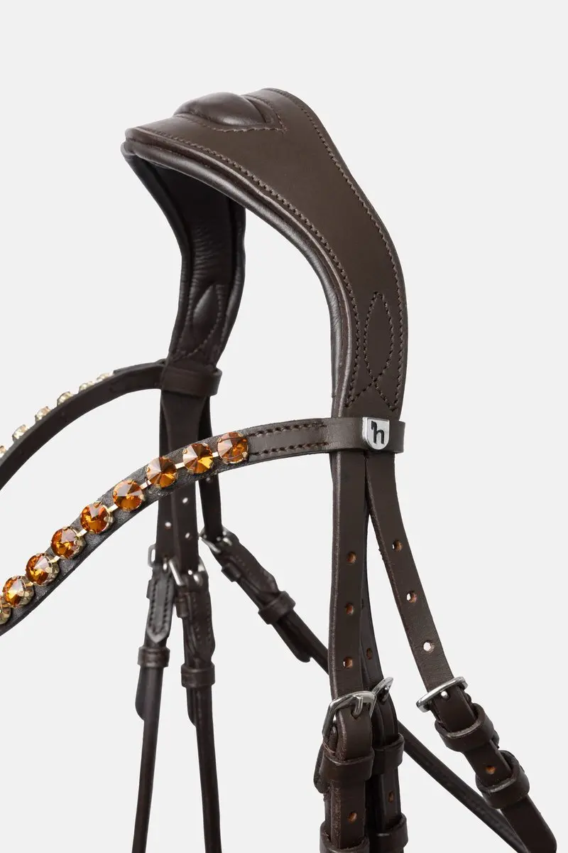 Horze Clermont Anatomisch Hoofdstel, Dark Brown, Vollblut