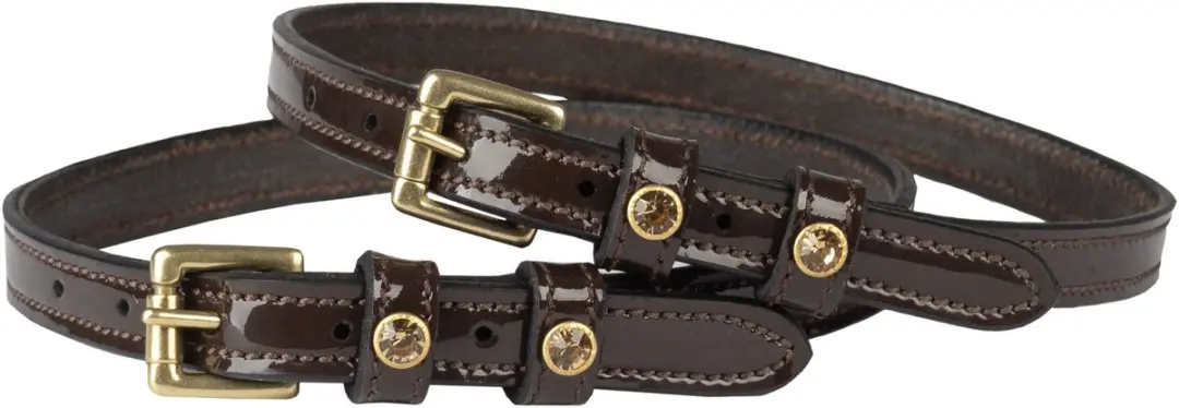 Horka Dubbel leren verniste sporenriem met diamant
