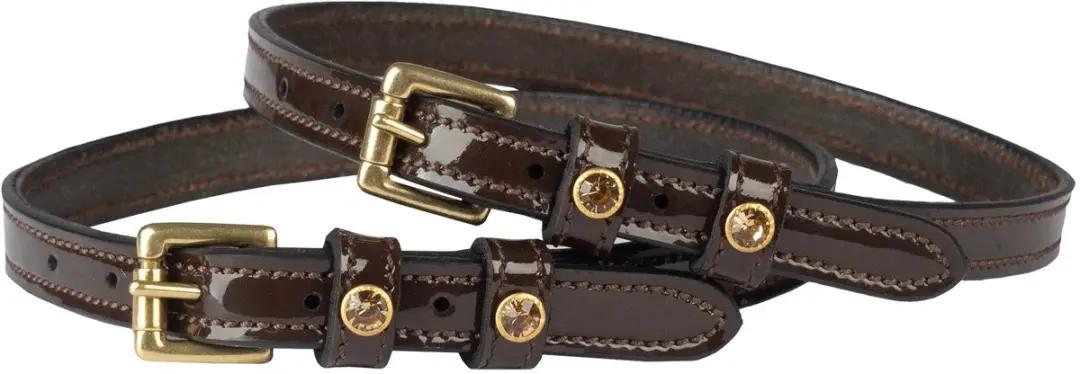 Horka Dubbel leren verniste sporenriem met diamant - afbeelding 5 van 6