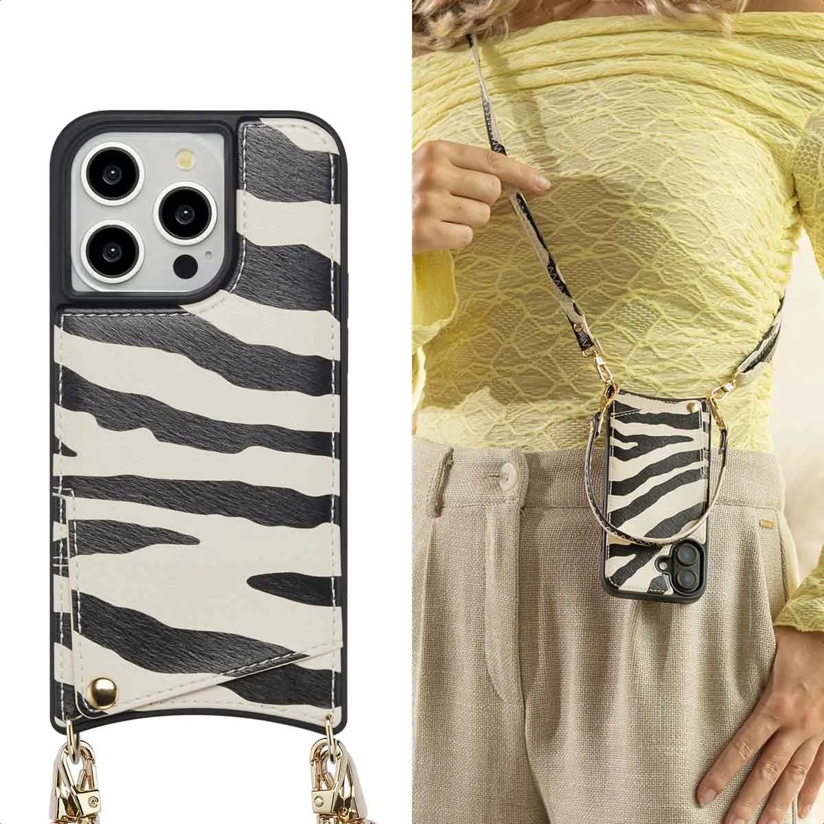 Selencia Hoesje iPhone 14 Pro Zazzy Zebra - 2 Pasjes