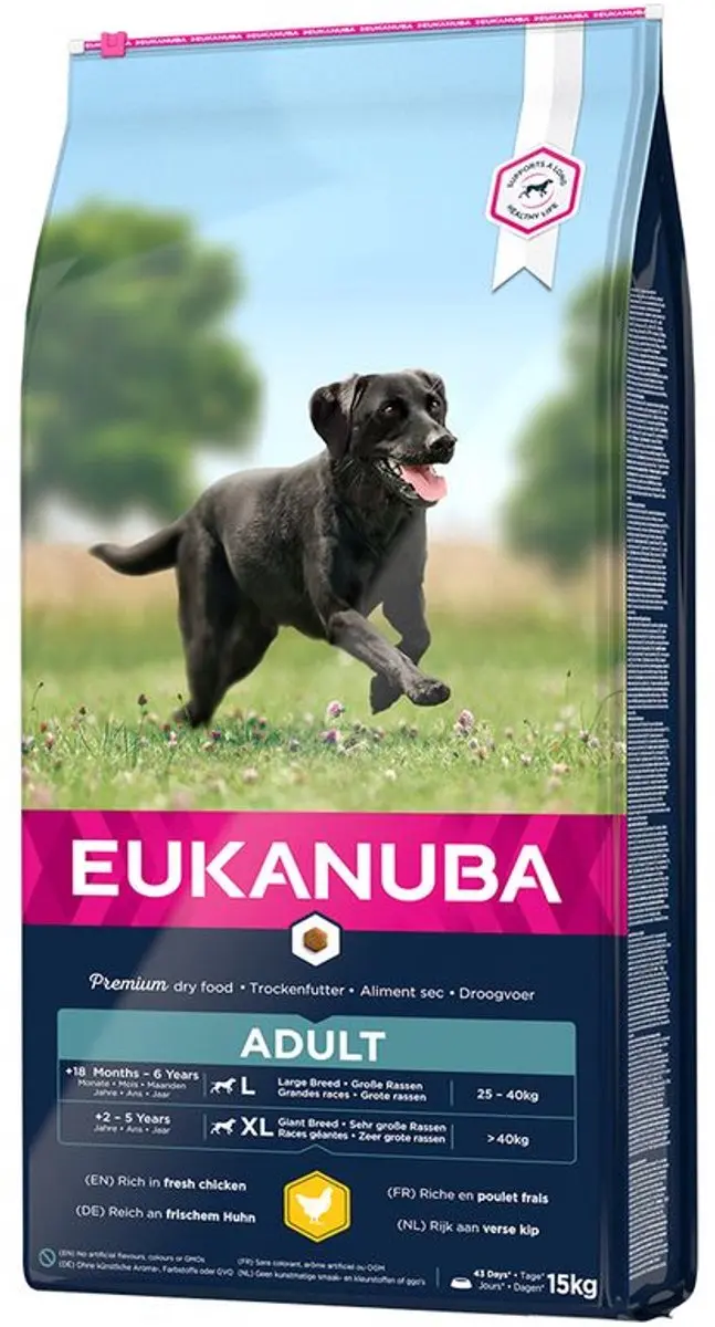 Eukanuba Dog Adult Large Breed Chicken 15 KG met rocco sticks