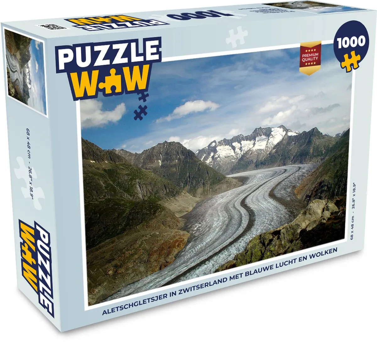 PuzzleWow Legpuzzel Aletschgletsjer Zwitserland 1000 Stuks - Multicolor