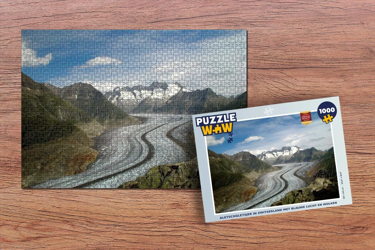 PuzzleWow Legpuzzel Aletschgletsjer Zwitserland 1000 Stuks