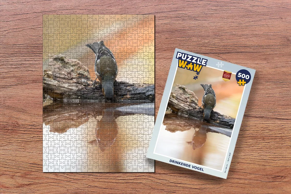 PuzzleWow Vogel Reflectie Legpuzzel 500 Stuks - Multicolor