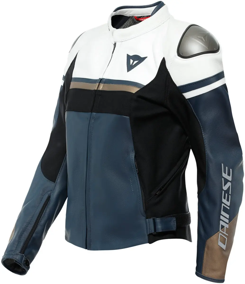 Dainese Rapida Leren Jas Dames Zwart Iris Wit Tibetan Plat
