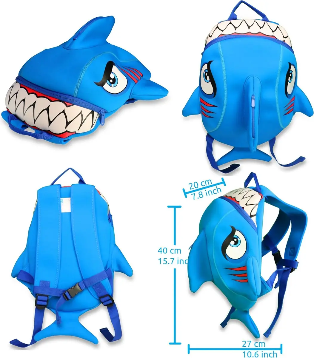Crazy Safety Shark Rugzak Junior Blauw - afbeelding 3 van 6