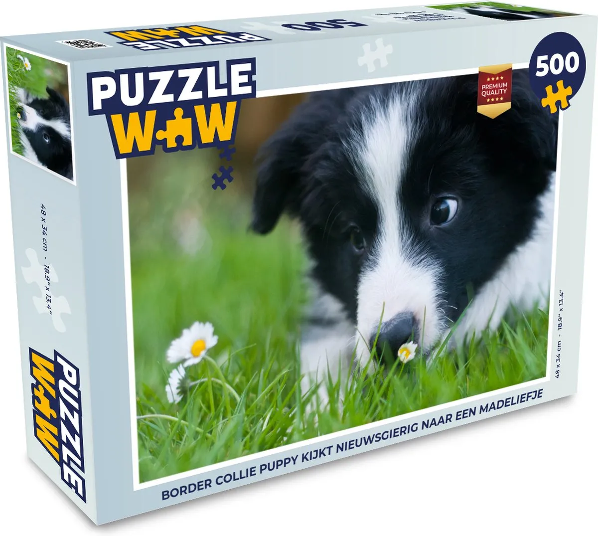 PuzzleWow Border Collie Madeliefje Legpuzzel 500 Stuks