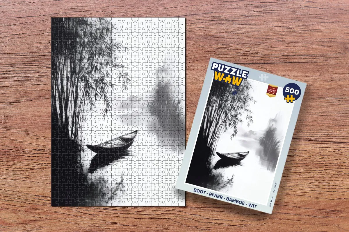 PuzzleWow Boot Rivier Legpuzzel 500 Stuks - Bamboe/Wit