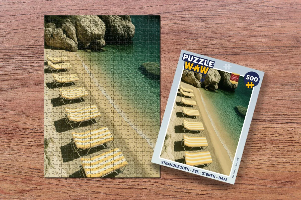 PuzzleWow Strandbedden Legpuzzel 500 Stuks - Strand/Rotsen/Zee