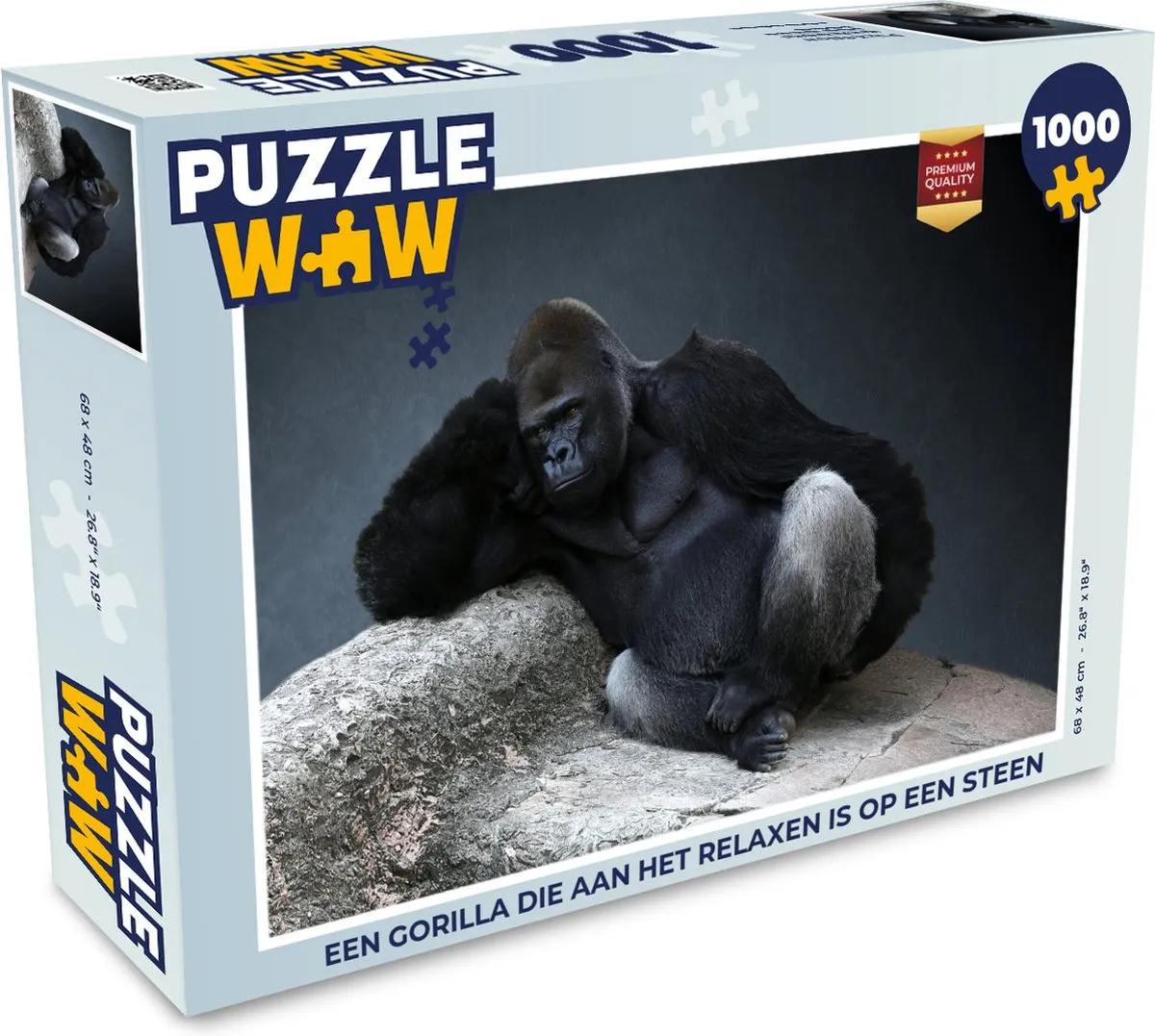 PuzzleWow Legpuzzel Gorilla op Steen 1000 Stuks