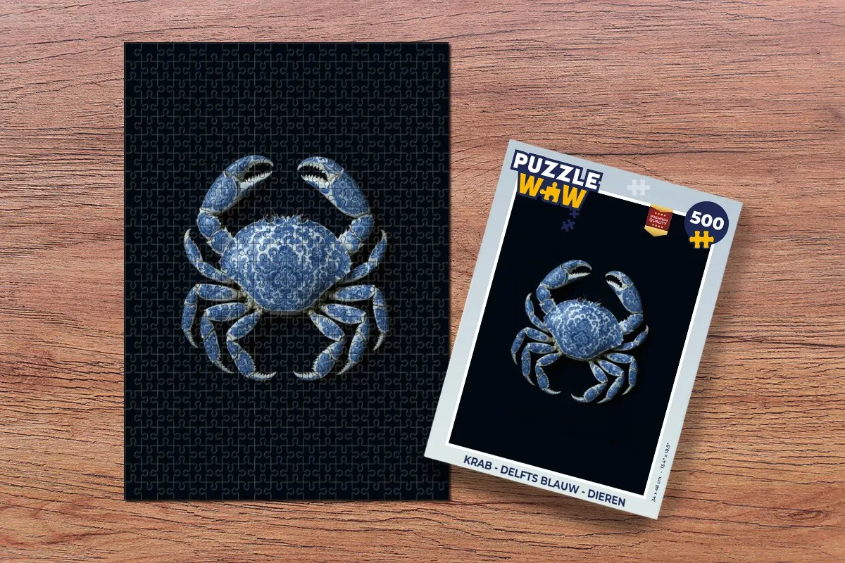 PuzzleWow Krab Legpuzzel 500 Stuks - Delfts Blauw