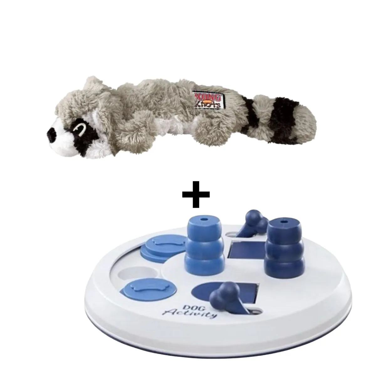 KONG Scrunch Knots Raccoon + Trixie Dog Activity Flip Board - 23cm