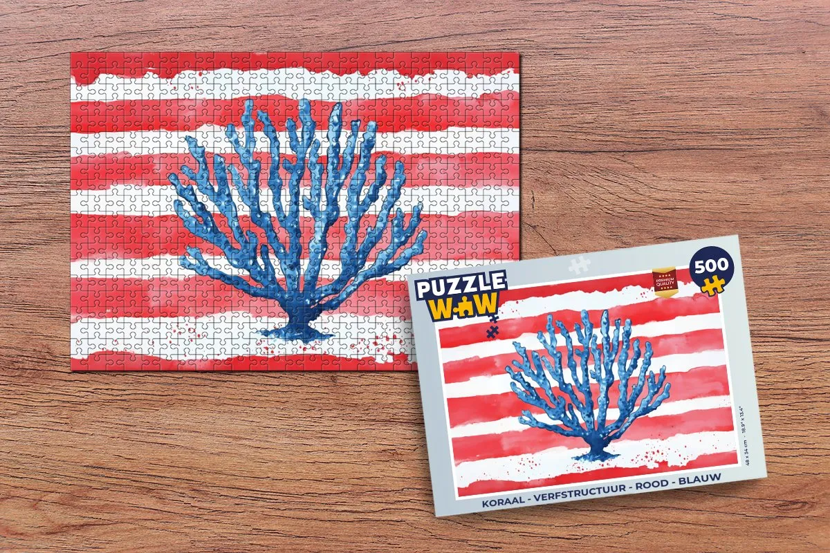 PuzzleWow Koraal Strepen Legpuzzel 500 Stuks - Rood/Blauw