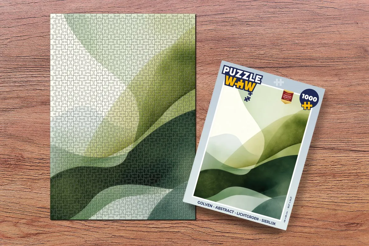 PuzzleWow Golven Abstract Legpuzzel 1000 Stuks - Lichtgroen