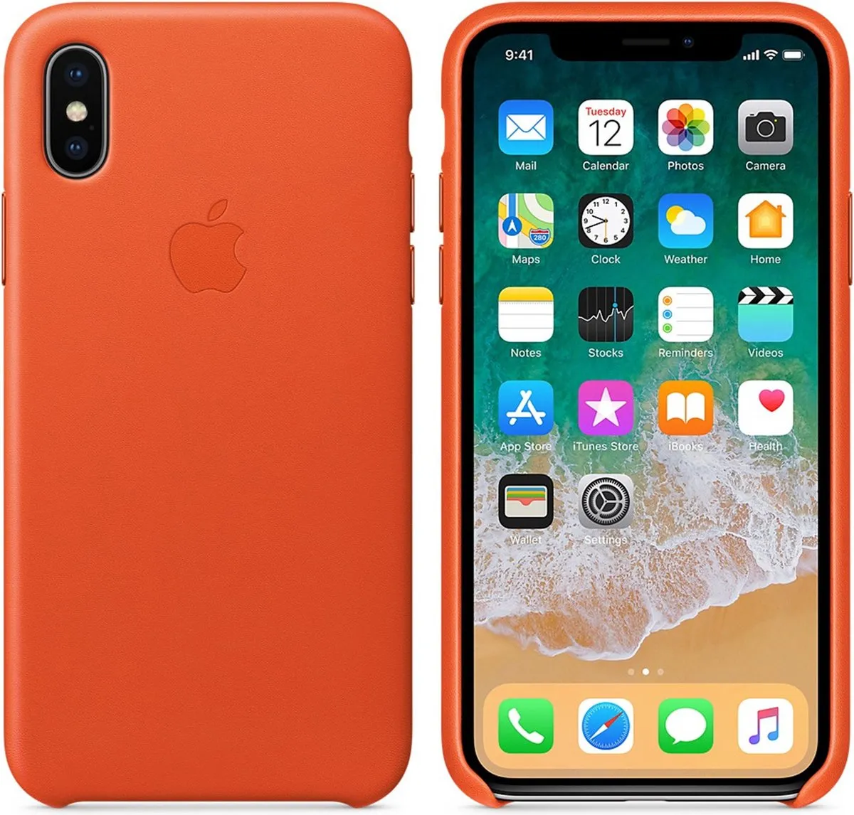 Apple Leren Hoesje iPhone X - MRGK2ZM/A - Oranje