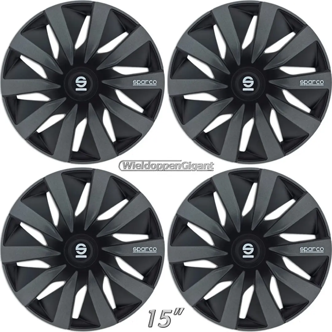 Wieldoppen LAZIO BKGR 15 inch zwart spaken + grijze accenten set a 4 stuks (CONT