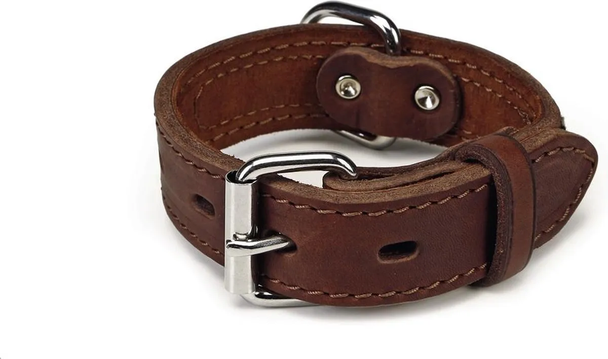 Beeztees Tweedy Leren Halsband - 40cm x 30mm - Bruin