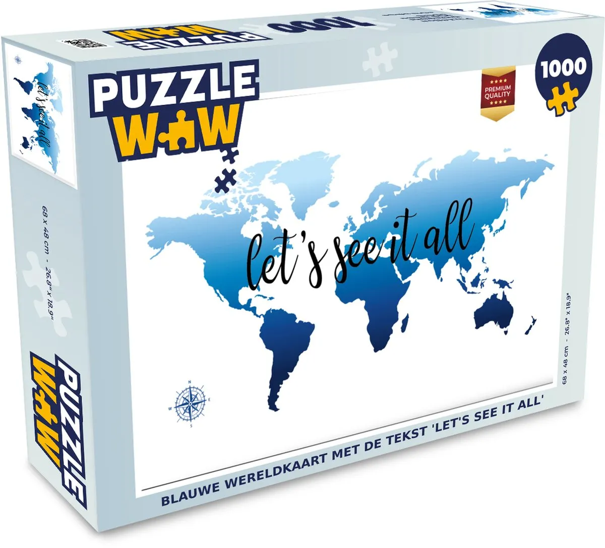 PuzzleWow Wereldkaart Legpuzzel 1000 Stuks - Multicolor