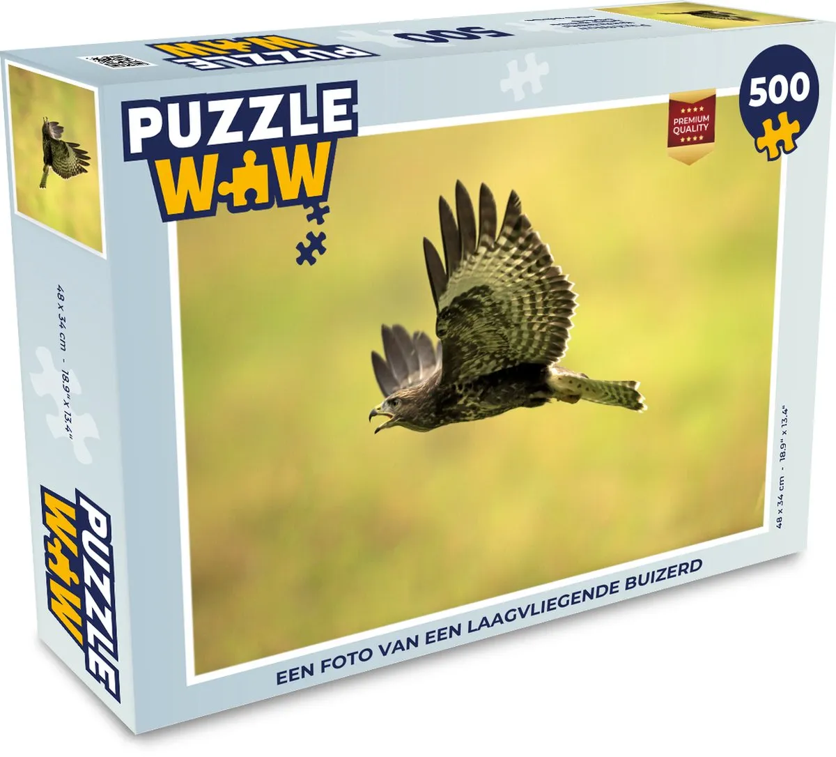 PuzzleWow Legpuzzel Een Foto Van Een Laagvliegende Buizerd 500 Stukjes - Multicolor