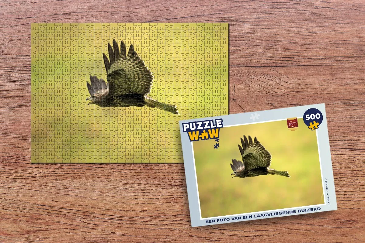 PuzzleWow Legpuzzel Een Foto Van Een Laagvliegende Buizerd 500 Stukjes
