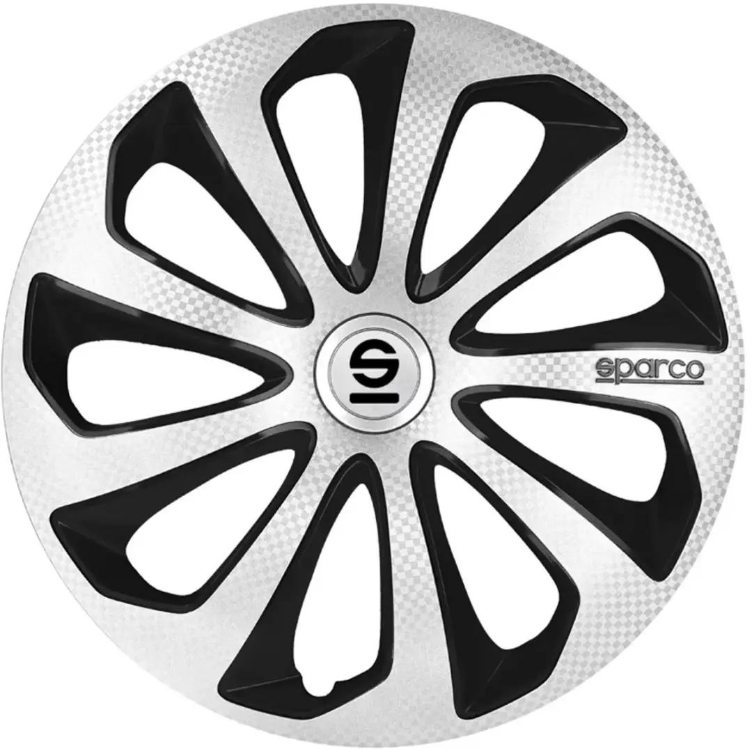 Satz Sparco Radzierblenden Sicilia 14-Zoll Schwarz/Silber/Karbon