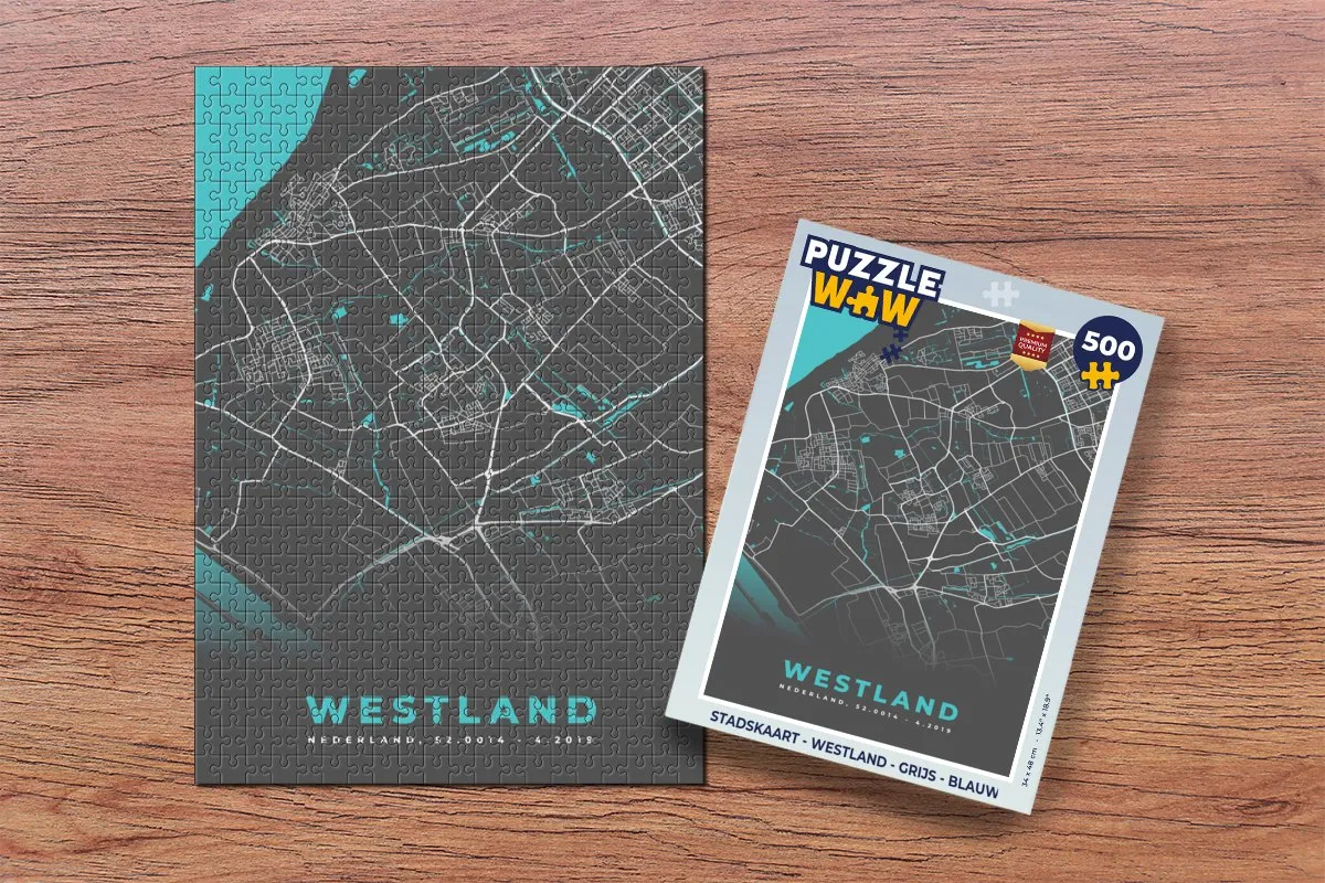 PuzzleWow Stadskaart Westland Legpuzzel 500 Stuks - Multicolor