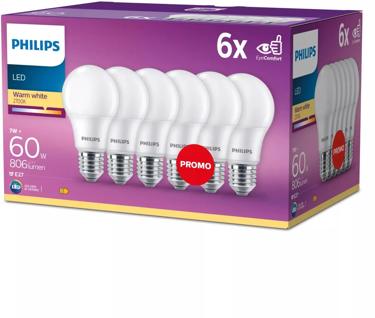 Philips LED Lamp Mat E27 7W Warmwit