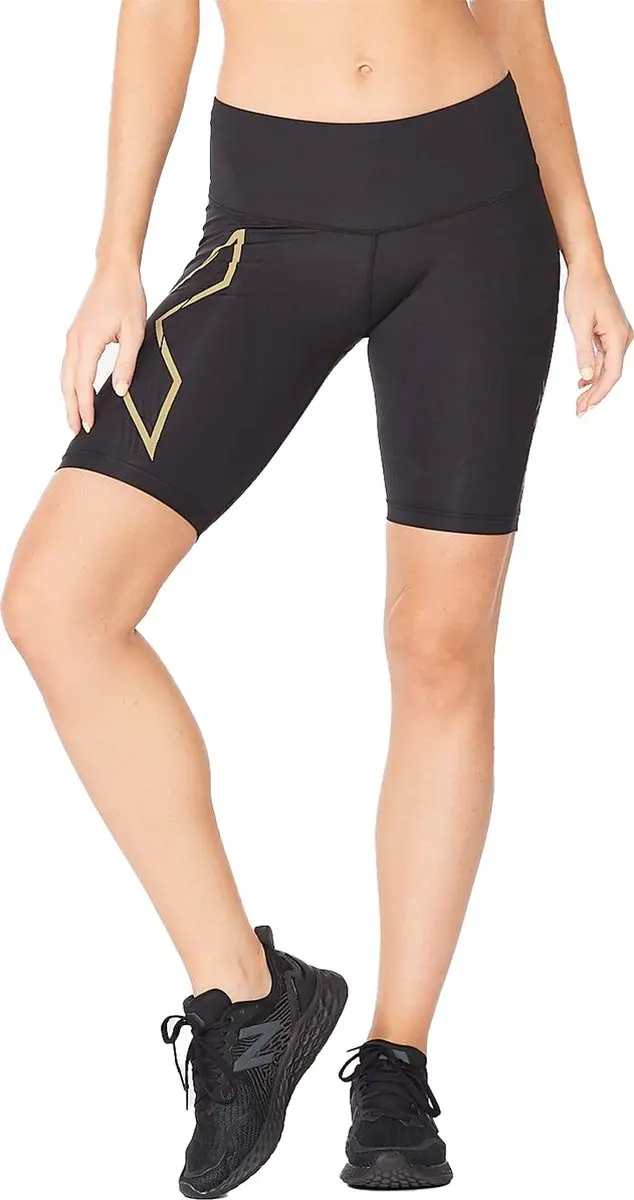 2XU Light Speed Mid-Rise Compressie Korte Panty XS - Zwart/Goud - afbeelding 5 van 6