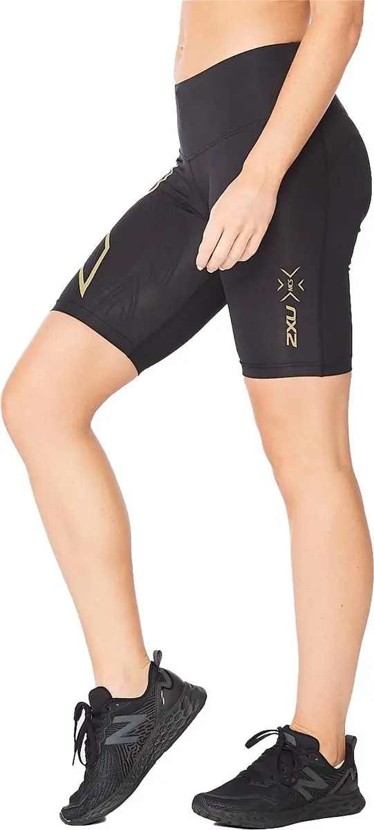 2XU Light Speed Mid-Rise Compressie Korte Panty XS - Zwart/Goud - afbeelding 4 van 6