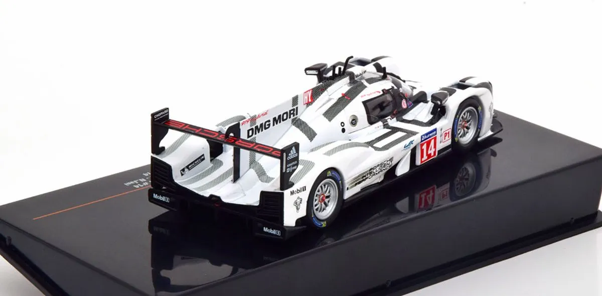 Porsche 919 Hybrid #14 24h Le Mans 2014 - IXO Models 1:43 Model - Wit/Zilver/Grijs
