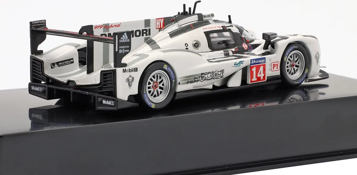 Porsche 919 Hybrid #14 24h Le Mans 2014 - IXO Models 1:43 Model - Wit/Zilver/Grijs