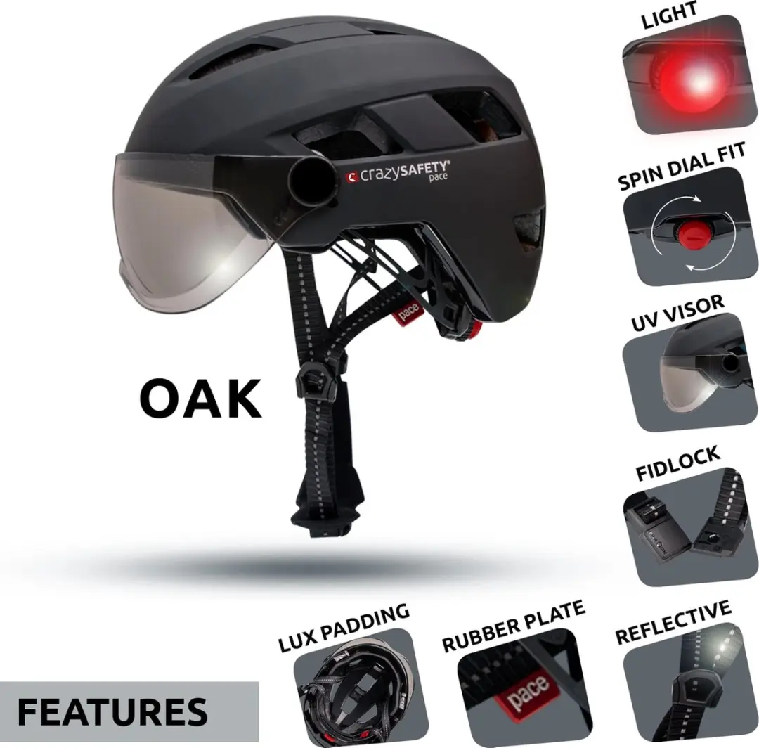 Crazy Safety Oak E-bikehelm - Zwart - afbeelding 4 van 6