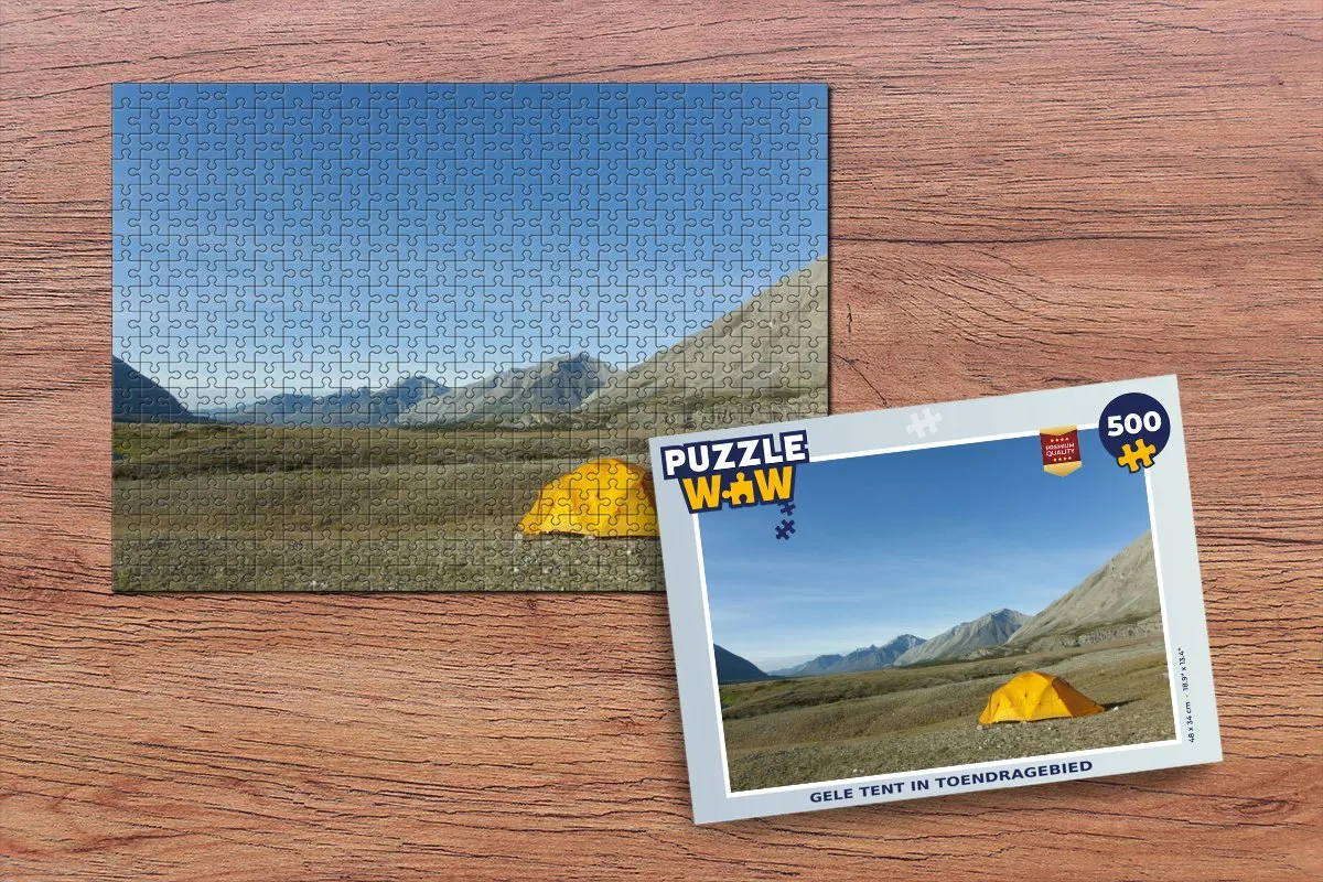 PuzzleWow Legpuzzel Gele Tent in Toendragebied 500 Stuks