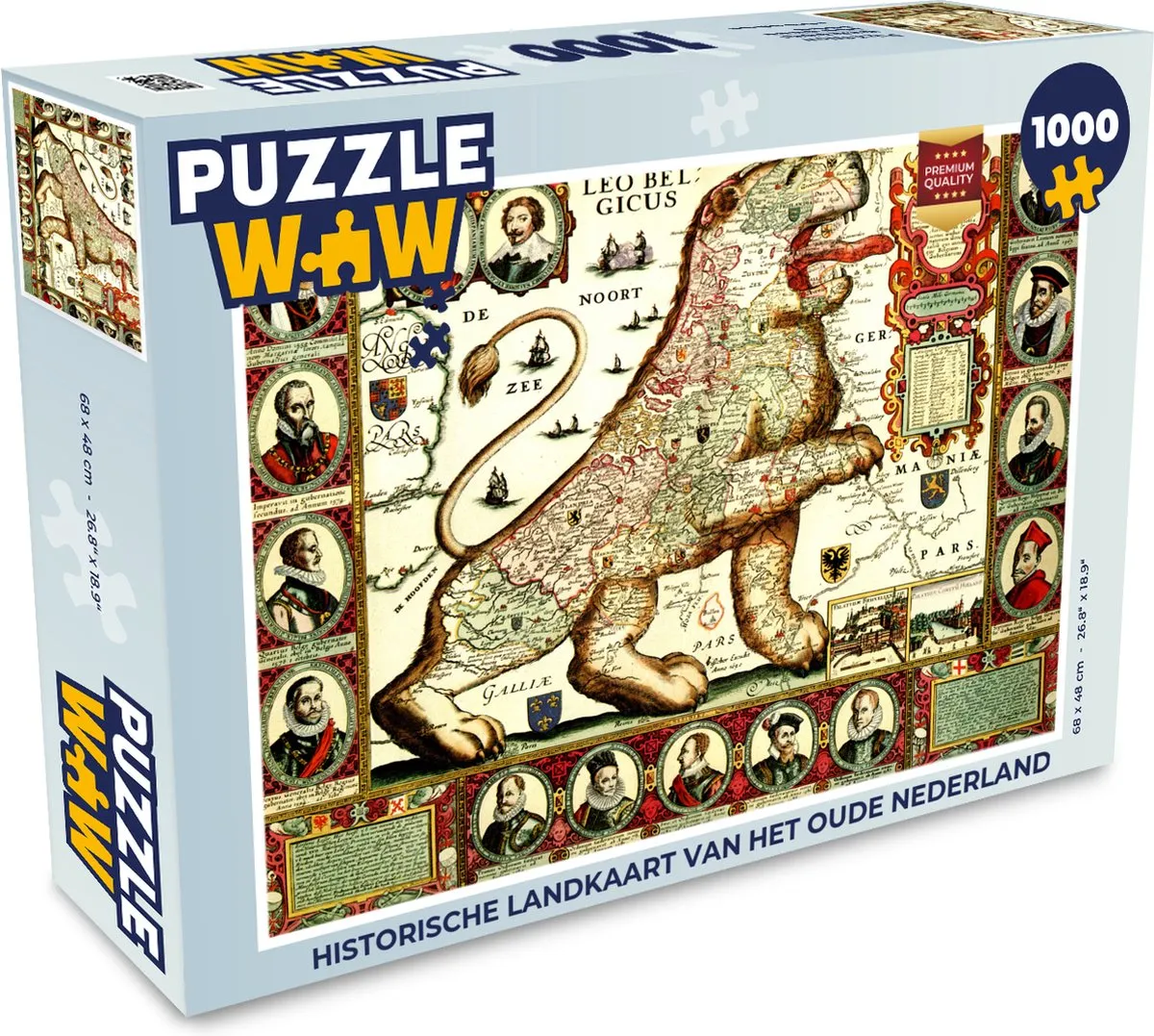 PuzzleWow Historische Landkaart Oud-Nederland Legpuzzel 1000 Stuks