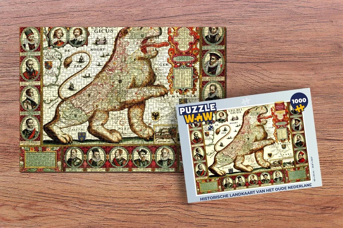 PuzzleWow Historische Landkaart Oud-Nederland Legpuzzel 1000 Stuks - Multicolor