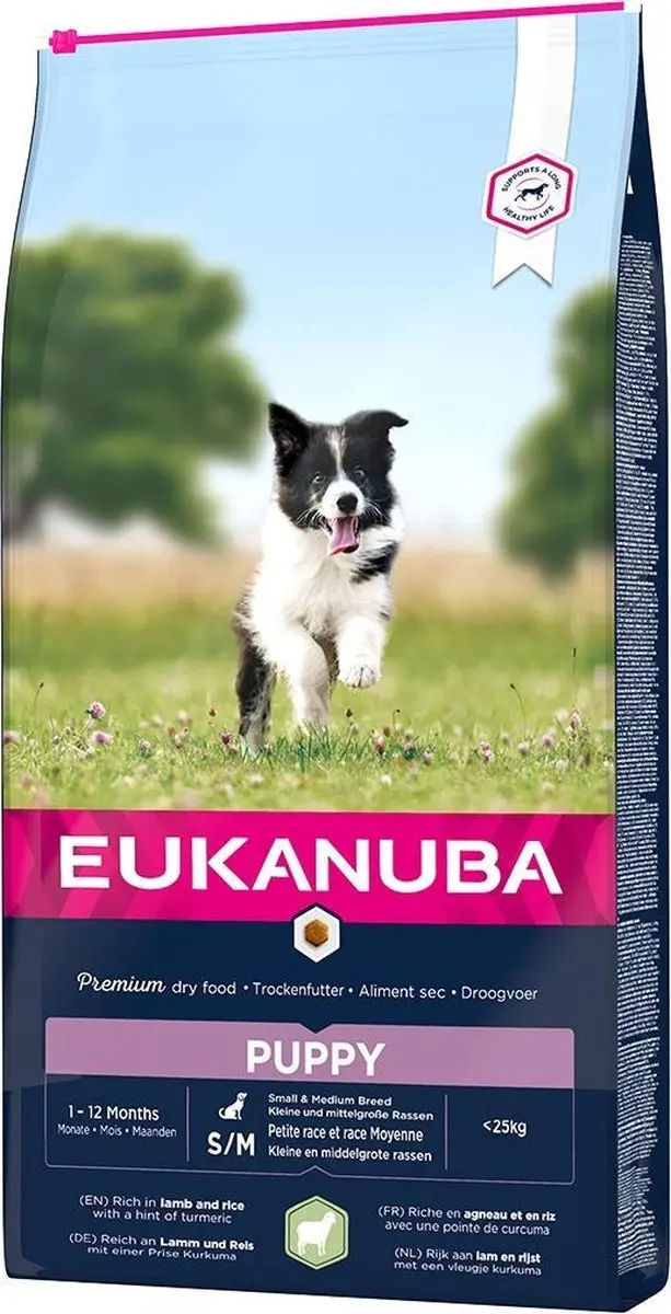 Eukanuba hondenvoer dog puppy-junior small &medium lamb&rice 12KG