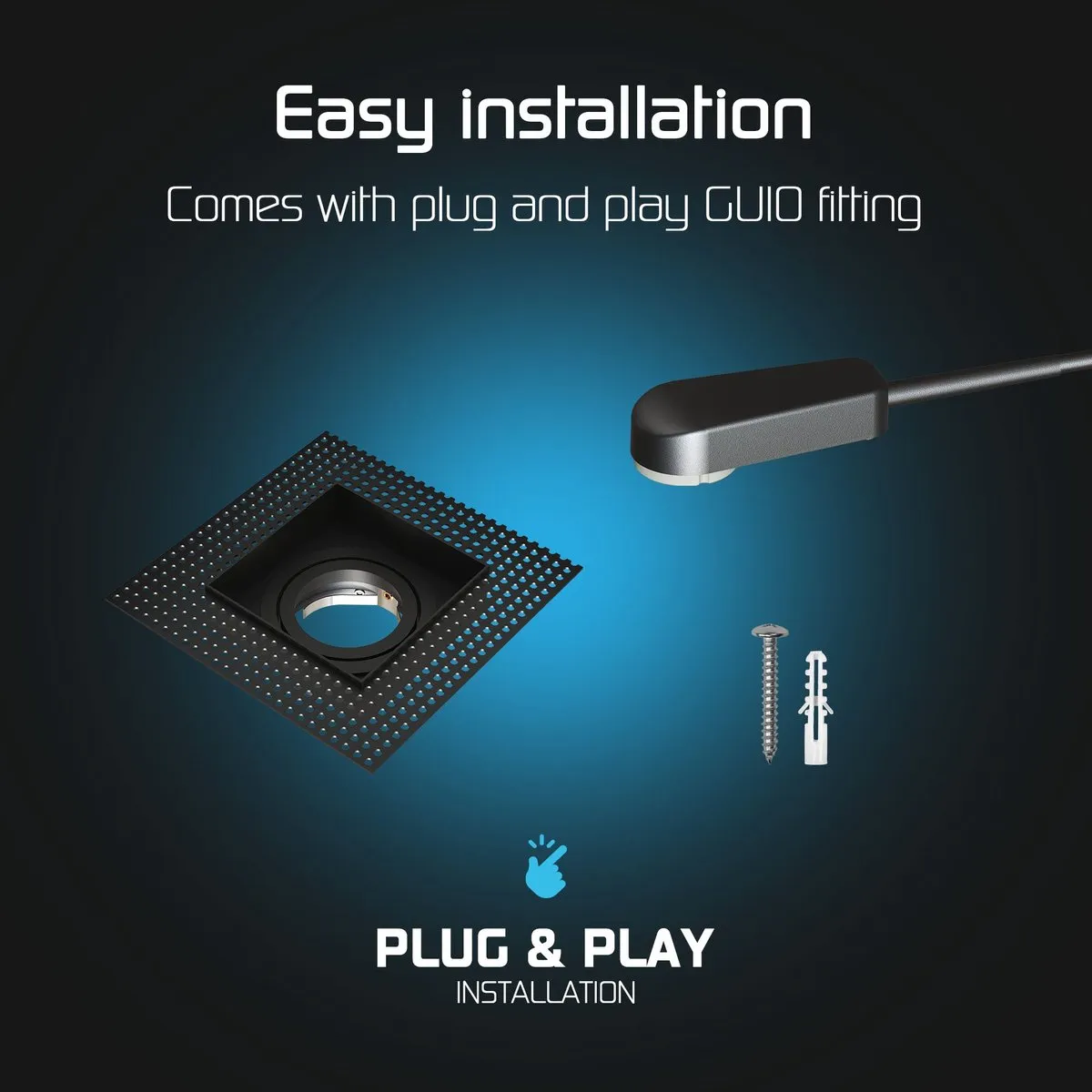 LEDVION Trimless LED Inbouwspot 130x130mm Zwart - GU10