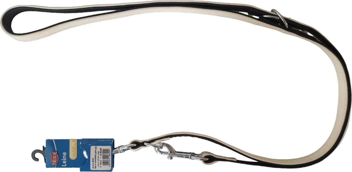 Trixie Active Soft Hondenriem Leder - Gebroken wit/zwart M-L