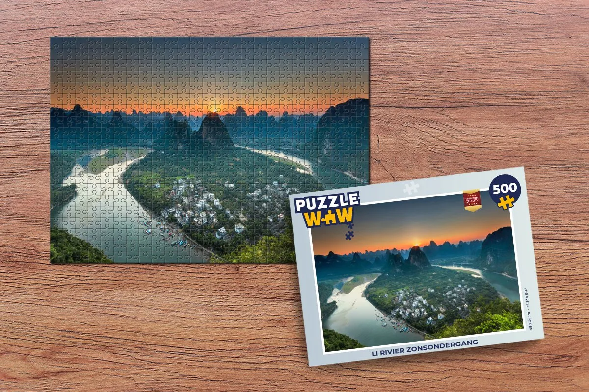 PuzzleWow Li Rivier Zonsondergang Legpuzzel 500 Stuks - Multicolor