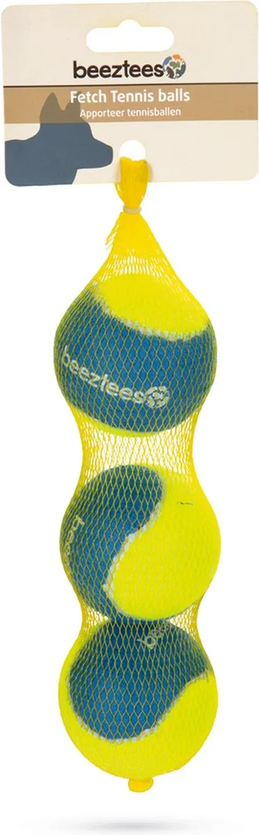 Beeztees Fetch Tennisbal - Blauw/Geel - 6,3 cm