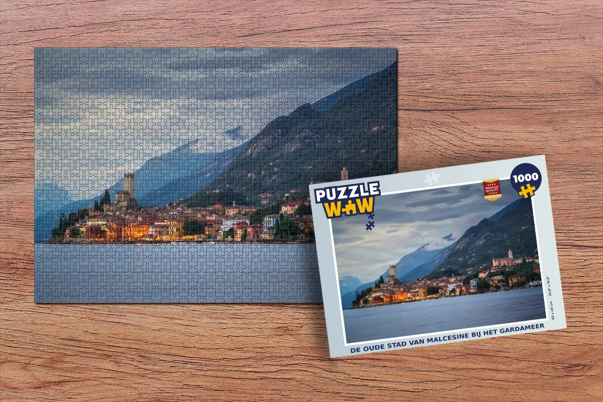 PuzzleWow Gardameer Stad Wolken Legpuzzel 1000 Stuks - Multicolor
