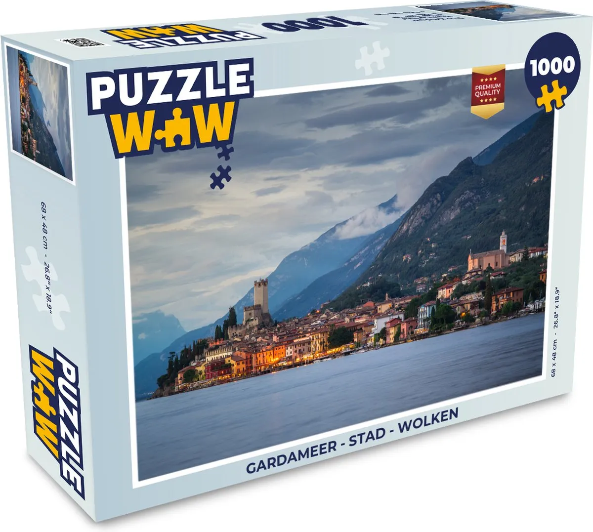 PuzzleWow Gardameer Stad Wolken Legpuzzel 1000 Stuks