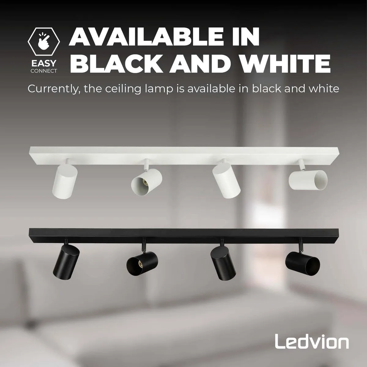 Ledvion LED Plafondspot 4x43W 6500K GU10 - Zwart